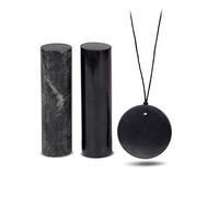 Heka Naturals Armonizadores de Shungite y Esteatita y Juego de Colgantes Circulares Grandes | Alivio del Estrés - Juego de Cristales Curativos y de Protección Espiritual, Piedras de Chakra