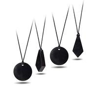 Heka Naturals Colgante de Collar de Cristal de Shungite Juego | Collar de Cristales Curativos y Chakras - Piedra Preciosa Joyas para Hombres y Mujeres - Regalos Espirituales y Alegres (Set de 5)
