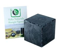 Heka Naturals Cubo de Cristal de Shungit Pulido Negro 5 cm - Decoración de Chakras de Cristal, Decoración de Hogar y Oficina, Cubo de Piedra Curativa Feng Shui para Meditación