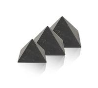 Heka Naturals Pirámide de Cristal Negro Sin Pulir de Shungit Set de 3 | 5+8+10 cm - Decoración para el Hogar Piedras Naturales - Protección de CEM - Piedras Chakras de Meditación Cristales Sanadores
