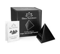 Heka Naturals Pirámide de Shungit Pulida de 3 Caras | Energía de Geometría Sagrada Formada en Tetraedro para el Equilibrio Espiritual, la Curación de los Chakras y la Protección (8cm)