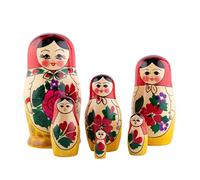 Heka Naturals Semyonov Muñecas de Anidación | Set de 6 (13 cm) Muñecas de Madera Matrioska - Tradicional Babushka Decoración Hogar, Juguetes de Madera, Hechos a Mano