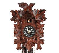 Hekas Reloj de cuco original de la Selva Negra - Cinco hojas - con movimiento mecánico - Hecho a mano - Certificado VDs - 2 años de garantía marrón