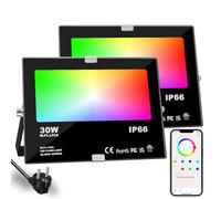 HEKEE Foco LED RGB de Colores 30W Inteligente Controlado por la Aplicación de Teléfono Foco Proyector Exteriores, IP66 Impermeable