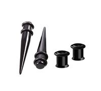 HEKEUOR Juego de 4 dilatadores acrílicos y dilatadores de acero para dilatación de orejas, 7 mm/1 g, Acrílico, Sin gemas.