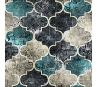 HEKO PANELS RDX1267 Tela de terciopelo por metros, tela decorativa estampada, tela de tapicería, terciopelo, poliéster, para coser, impermeable, mosaico real, marroquí, 140 x 100 cm