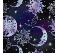 HEKO PANELS RDX1573 Tela de terciopelo por metros, tela decorativa estampada, tela de tapicería, terciopelo, poliéster, para coser, impermeable, sol, luna, estrellas, 140 x 100 cm