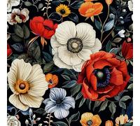 HEKO PANELS Tela Oxford impermeable por metros, tela de poliéster para coser, tela decorativa, impermeable, opaca, flores, 5 metros, 155 x 500 cm