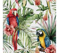 HEKO PANELS Tela Para Tapizar Impermeable Para Sofas Gruesa Resistente Al Desgaste Antimanchas Sillas Loneta Estampada Loros Hojas 1 Metro 155 x 100 cm vendido por Metro - 1 Unidad = 1 m x 1,55 m