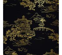 HEKO PANELS Tela Para Tapizar Impermeable Por Metro Telas Tintada Para Sofas Gruesa Resistente Al Desgaste Antimanchas Sillas Loneta Estampada Templo Japonés 1 Metro 155 x 100 cm