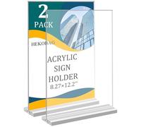 HEKOBAG 2PCS Soporte para Letreros de Acrílico A4, Soportes de Fotos Menú Póster en Forma de T, Soporte Expositor de Sobremesa Acrílico Transparente, 29,7*21cm A4 Soporte de Sobremesa