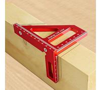 HEKOBAG Transportador Cuadrado para Carpintería, Regla de Medición Multiángulo 3D, Regla Triangular de Inglete de Aluminio de 45/90 Grados, Trazador de Regla Triangular para Ingeniero Rojo