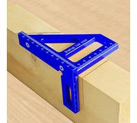 HEKOBAG Transportador Cuadrado para Carpintería, Regla de Medición Multiángulo 3D, Regla Triangular de Inglete de Aluminio de 45/90 Grados, Trazador de Regla Triangular para Ingeniero Azul