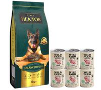 HEKTOR EQUILIBRADO Adulto 15kg & Wild Farm Paté de cordero 6x400g alimento sin gluten para perros