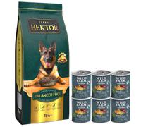 HEKTOR EQUILIBRADO Adulto 15kg & Wild Farm Superfood Beef 6x400g Alimento para perros sin cereales