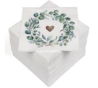 HEKU 100 servilletas, 3 capas, 33 x 33 cm, corazón de eucalipto, absorbentes y prácticas, gran selección, ideales para ocasiones especiales