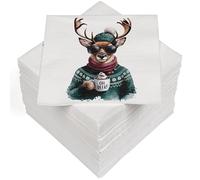 HEKU 100 servilletas, 3 capas, 33 x 33 cm, diseño de alce navideño, absorbentes y prácticas, gran selección, ideales para ocasiones especiales
