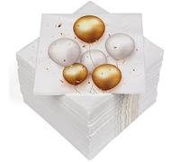 HEKU 100 servilletas, 3 capas, 33 x 33 cm, globos dorados y blancos, absorbentes y prácticos embalados, amplia selección, ideales para ocasiones especiales