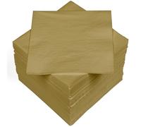 HEKU 100 servilletas monocromáticas, 3 capas, 33 x 33 cm, calidad uniforme para eventos y gastronomía, práctico paquete de 5 unidades, muy absorbentes y elegantes, doradas
