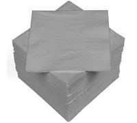HEKU 100 servilletas monocromáticas, 3 capas, 33 x 33 cm, calidad uniforme para eventos y gastronomía, práctico paquete de 5 unidades, altamente absorbente y elegante, color plateado