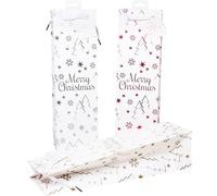 Heku 24 Bolsas para Botellas con Texto Merry Christmas, Acabado Brillante, Papel, Blanco X-mas, Flaschentaschen 40x10x12cm