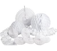Heku 30008-06-Juego de decoración de Fiesta con Bolas de Nido de Abeja Piezas, Incluye Guirnalda, Color Blanco, Papel, 29 x 29 x 2 cm, 10 Unidades