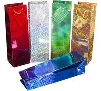 HEKU Bolsas coloridas para botellas con revestimiento de holograma, 10 unidades, 5 colores (rojo, plata, verde oscuro, oro, azul oscuro), 33 x 10 x 9 cm, ideal para vino y licores, respetuoso con el
