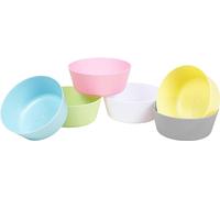 HEKU Juego de 6 cuencos reutilizables en colores pastel, 12 cm, de material PP, ligeros y resistentes, aptos para lavavajillas y microondas, multicolor