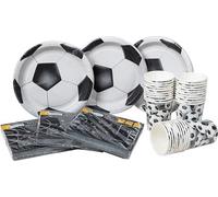 Heku Juego desechable para fiestas, 120 piezas con diseño de fútbol, incluye platos de papel, vasos de fiesta (0,25 l) y servilletas (33 x 33 cm), ideal para fiestas de fútbol, barbacoas y cumpleaños