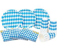 HEKU Juego desechable para fiestas, 120 piezas en azul bávaro, adecuado para 30 invitados, incluye platos de papel, vasos de fiesta (0,25 l) y servilletas (33 x 33 cm), ideal para fiestas, barbacoas y