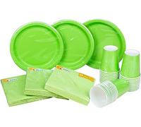 HEKU Juego desechable para fiestas, 120 piezas en verde claro, adecuado para 30 invitados, incluye platos de papel, vasos de fiesta (0,25 l) y servilletas (33 x 33 cm), ideal para fiestas, barbacoas,