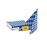 HEKU Servilletas Papel Oktoberfest 20 Piezas 13x13 cm - Servilletas Desechables 3 Capas Patrón de rombos bavaros azul y blanco - Servilletas de Papel Oktoberfest Fiestas