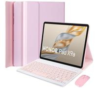 HEKUEUN Funda con Teclado para Honor Pad X9a / Pad X9 Pro 11,5 Pulgadas 2025 Tableta, Español Ñ Teclado Bluetooth Magnético Desmontable, Funda Ultrafina con Ratón,Rosado
