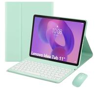 HEKUEUN Funda con Teclado para Lenovo Idea Tab 11 Pulgadas 2025 (Modelos TB-336ZU/TB-336FU), Español Ñ Teclado Bluetooth Magnético Desmontable, Funda Ultrafina Tipo Folio con Ratón,Mint Green