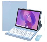 HEKUEUN Funda con Teclado para Lenovo Idea Tab 11 Pulgadas 2025 (Modelos TB-336ZU/TB-336FU), Español Ñ Teclado Bluetooth Magnético Desmontable, Funda Ultrafina Tipo Folio con Ratón,Azul