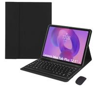 HEKUEUN Funda con Teclado para Lenovo Idea Tab Plus 12,1 Pulgadas/Tab K12 2025 Modelo (TB361ZU/TB361FU), Español Ñ Teclado Bluetooth Magnético Extraíble, Funda Ultrafina con Ratón,Negro