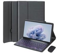 HEKUEUN Funda con Teclado para Microsoft Surface Pro 8 13 Pulgadas 2021 Tableta, Teclado Bluetooth Español Ñ Desmontable con Retroiluminación 7 Colores, Funda Ultrafina Multiángulo con Mouse