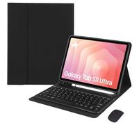 HEKUEUN Funda con Teclado para Samsung Galaxy Tab S11 Ultra / S10 Ultra / S9 Ultra / S8 Ultra 14,6 Pulgadas, Español Ñ Teclado Bluetooth Desmontable, Funda Ultrafina Tipo Folio con Ratón,Negro