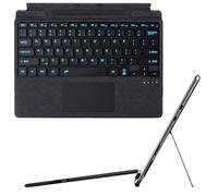 HEKUEUN Type Cover para Microsoft Surface Pro 11 / Pro 10 / Pro 9 / Pro 8 / Pro X, Teclado Táctil Bluetooth Retroiluminado 7 Colores En Español Ñ, Teclado Portátil Ultrafino,Negro