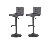 Hela Amanda Set de 2 taburetes de Bar, tapizado en Velur Aterciopelado Gris, Estructura Gris giratoria 360°, Base Tipo Trompeta, con función de elevación