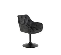 Hela Birte Sillón Giratorio de Cocina, tapizado en Velur Aterciopelado Antracita, con reposabrazos y Base metálica Negra giratoria 360°, Paquete de 1 Unidad