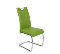 Hela Flora Paquete de 1 Silla con Base en voladizo, tapizado de Piel sintética Verde, Estructura de Tubo Redondo Cromado, Respaldo con asa, Capacidad de Carga 120 kg, Paquete de 1 Unidad