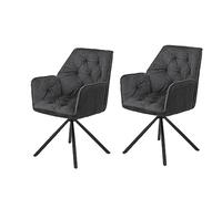 Hela Inge Set de 2 sillas de Comedor giratorias con reposabrazos, Exterior en Pana de Canal Ancho e Interior en Microfibra Color Cobre, Base giratoria 180° con Retorno automático