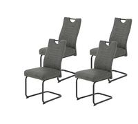 Hela Júpiter Set de 4 sillas de Comedor, tapizado en Microfibra Antracita, Asiento cómodo con núcleo de muelles, Estructura metálica de Tubo Redondo Negro, Capacidad de Carga 140 kg