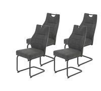 Hela Linda Set de 4 sillas de Comedor con Base en voladizo, Estilo Vintage Color Antracita, Estructura de Tubo Redondo Gris, cómodo Asiento con núcleo de muelles, Capacidad de Carga de 140 kg