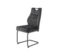 Hela Linda Silla de Comedor con Base en voladizo, Velur Aterciopelado Antracita, Estructura de Tubo Redondo Gris, Asiento Confortable con núcleo de muelles, soporta hasta 140 kg, Paquete de 1 Unidad