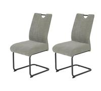 Hela Merkur Set de 2 sillas de Comedor, tapizado de Pana de Canal Ancho Gris, Asiento cómodo con núcleo de muelles, Ancho del Asiento XL, soporta 140 kg, Estructura de Metal con Base en voladizo
