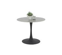 Hela Paola Mesa de Comedor Redonda con Acabado Efecto mármol, Placa de Piedra sinterizada de 16 mm, diámetro 90 x 75 cm, Color Gris Mate