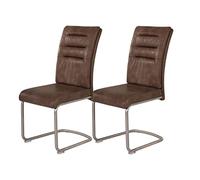 Hela Paula Set de 2 sillas con Base en voladizo, tapizado de Estilo Vintage Color Lodo, Tubo Redondo de Acero Inoxidable, asa Tipo Arco, Capacidad de Carga de 140 kg