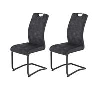 Hela Riga - Juego de 2 sillas de Comedor, Funda de Mezcla de Materiales, Color Antracita, Respaldo con asa, ergonómico, soporta hasta 120 kg